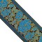 Designer's Shop Jacquard metallic gold Blue Rose Floral ribbon trim, 2" (50mm) x 9 yards, JL 426